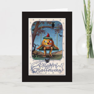 Vintager Pumpkin-Mann auf dem Schwung Karte