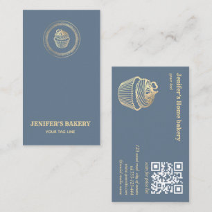 Vintager QR-Code für Kuchenbackwaren mit Goldfolie Visitenkarte