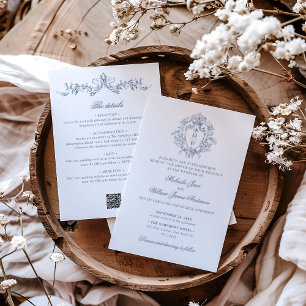 Vintager QR-Code für Monogramm-Wappen Einladung