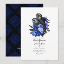 Vintager QR-Code für Royal Blue Owls Gothic Weddin