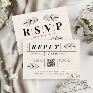 Vintager QR-Code-UAWG für Retro-Hochzeiten Begleitkarte