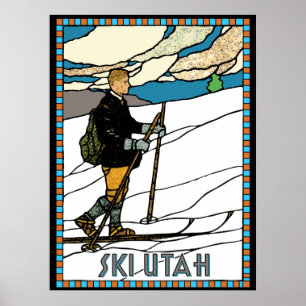 Vintager Querlandskier-Ski Utah Poster