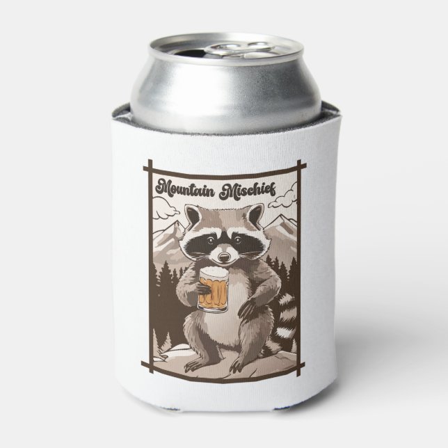 Vintager Raccoon Berg Mischief Außenbezirke Dosenkühler (Kanne Vorderseite)