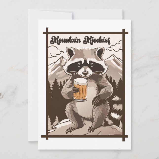 Vintager Raccoon Berg Mischief Außenbezirke Einladung (Vorderseite)