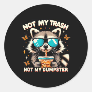Vintager Raccoon nicht mein Müll, nicht mein Dumps Runder Aufkleber