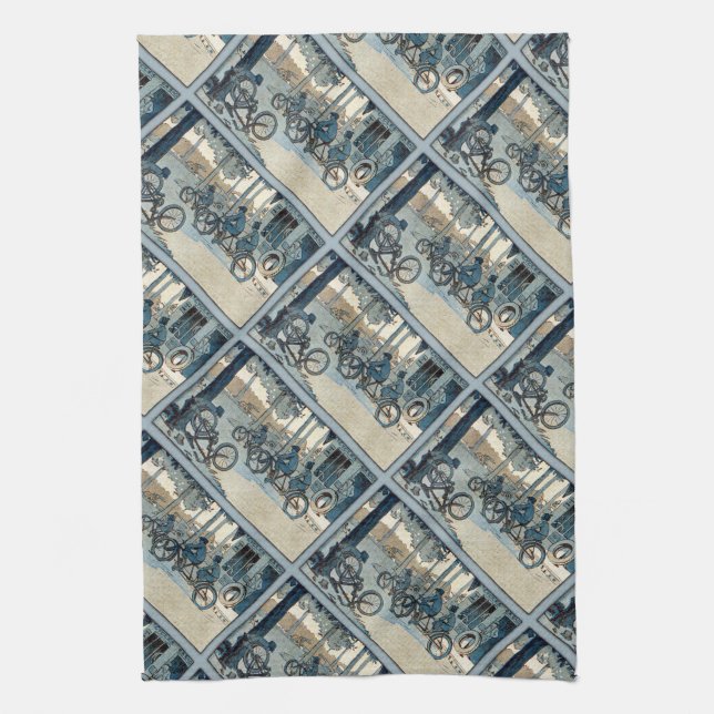 Vintager radfahrender Druck Handtuch (Vertikal)