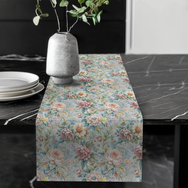 Vintager, raffinierter Rokoko Chic Dining Space Großer Tischläufer (Vintage Refined Floral Rococo Chic Dining Space Long Table Runner)
