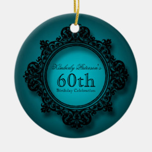 Vintager Rahmen-60. Geburtstags-personalisierte Keramik Ornament