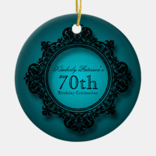 Vintager Rahmen 70. Geburtstag Personalisierte Orn Keramik Ornament