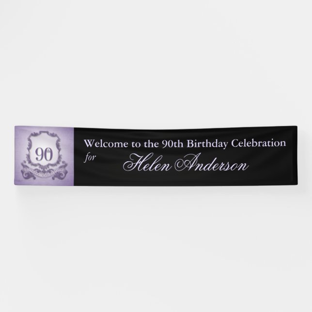 Vintager Rahmen 90. Geburtstag Personalisierter Ba Banner (Horizontal)