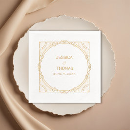 Vintager Rahmen Art Deco Bräunungsdatum Hochzeit Servietten Mit Folie