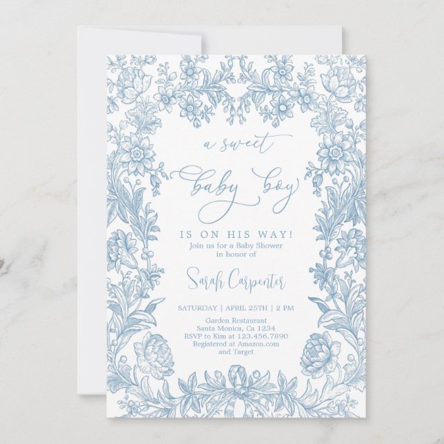 Vintager Rahmen Babyduschmaschine Einladung (Vorderseite)