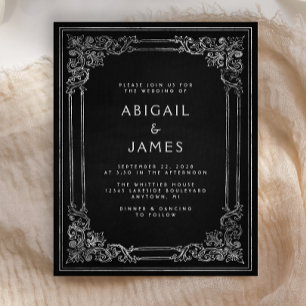 Vintager Rahmen Black Silver Wedding Einladung