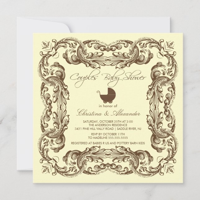 Vintager Rahmen Brown verbindet Einladung (Vorderseite)