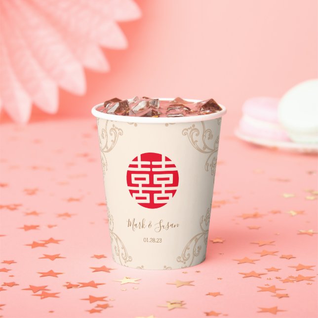 Vintager Rahmen Doppelglückssehen Pappbecher (Insitu)