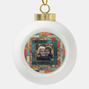 Vintager Rahmen für die Blumenbearbeitung in Ihren Keramik Kugel-Ornament