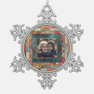 Vintager Rahmen für die Blumenbearbeitung in Ihren Schneeflocken Zinn-Ornament