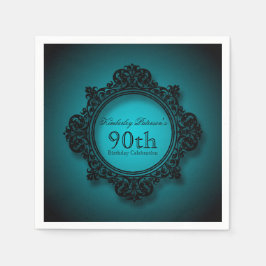 Vintager Rahmen in Blau - 90. Geburtstagspapier Na Serviette