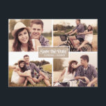 Vintager Rahmen mit vier Fotos Save the Date Postk Ankündigungspostkarte<br><div class="desc">Vintager Rahmen mit vier Fotos Save the Date Postkarte</div>