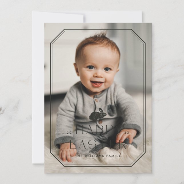 Vintager Rahmen Ostern Fotokarte - Schwarz Save The Date (Vorderseite)