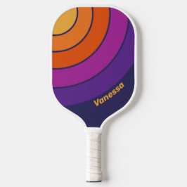 Vintager Rainbow Circle Streifen mit Namen Pickleball Schläger