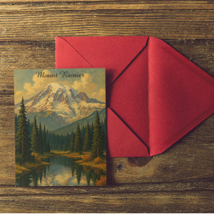 Vintager Rainier Nationalpark Retro Kunst, Dichtun Postkarte