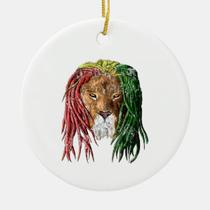 Vintager Rasta Reggae-Löwe Keramik Ornament