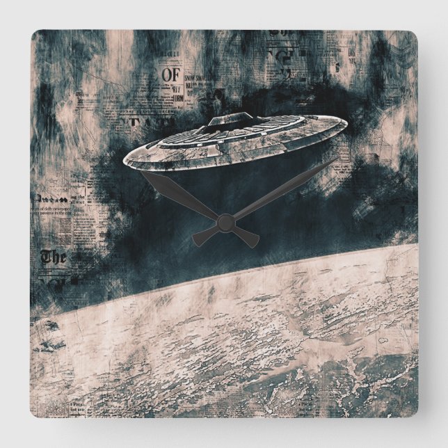 Vintager Raum Quadratische Wanduhr (Vorderseite)