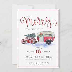 Vintager Red Camper Trailer Weihnachts-Party