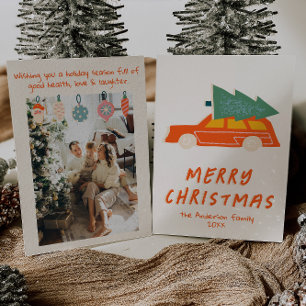 Vintager Red Car Truck Funky Abstrakte Weihnachten