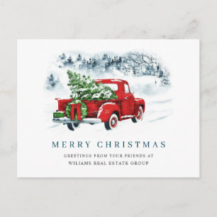 Vintager Red Farm Truck Weihnachten Firmenfeiertag Postkarte