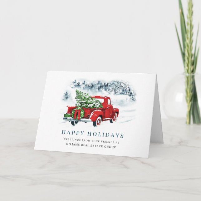 Vintager Red Farm Truck Weihnachten Unternehmen (Vorderseite)