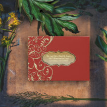 Vintager Red Gold Swirl Wedding RSVP