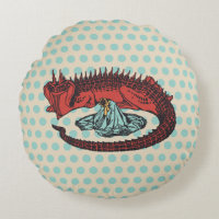 Vintager Red Green Dragon Lady Art Nouveau Vector