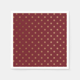 Vintager Red Holiday Gold Snowflakes Serviette