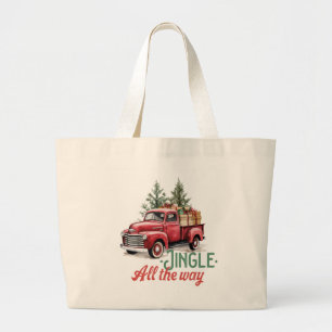 Vintager Red Lieferwagen Truck "Jingle All The Way Jumbo Stoffbeutel