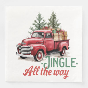 Vintager Red Lieferwagen Truck Jingle Serviette