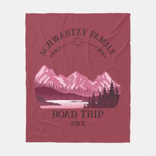 Vintager Red Mountain Lake Sunset Fleecedecke