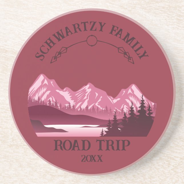 Vintager Red Mountain Lake Sunset Getränkeuntersetzer (Vorne)