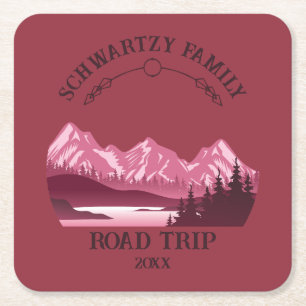 Vintager Red Mountain Lake Sunset Rechteckiger Pappuntersetzer
