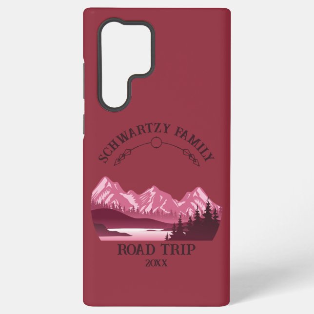 Vintager Red Mountain Lake Sunset Samsung Galaxy Hülle (Rückseite)