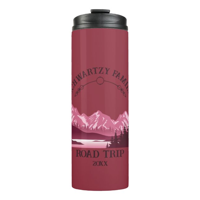 Vintager Red Mountain Lake Sunset Thermosbecher (Vorderseite)