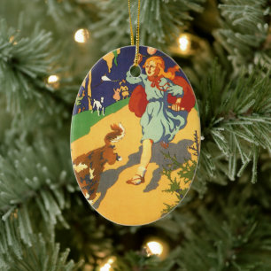 Vintager Red Riding Hood bei einer Geburtstagspart Keramikornament