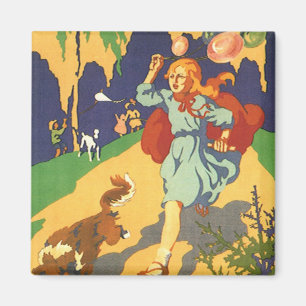Vintager Red Riding Hood bei einer Geburtstagspart Magnet