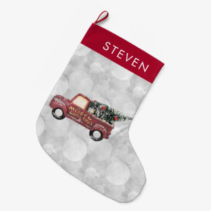 Vintager Red Toy Truck Großer Weihnachtsstrumpf
