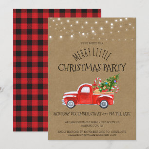 Vintager Red Truck & Buffalo Kariertes Party Einladung