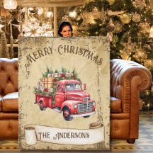 Vintager Red Truck Frohe Weihnachten