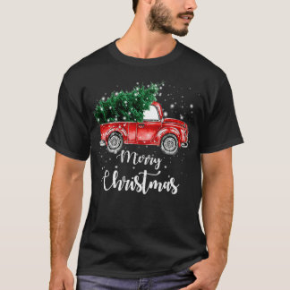 Vintager Red Truck Frohe Weihnachtsbaum T-Shirt