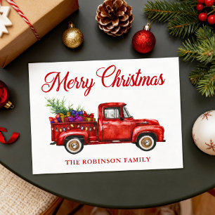 Vintager Red Truck Geschenke Tree Weihnachtsname Postkarte