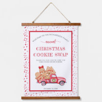 Vintager Red Truck Gingerbrot Cookie Swap Banner